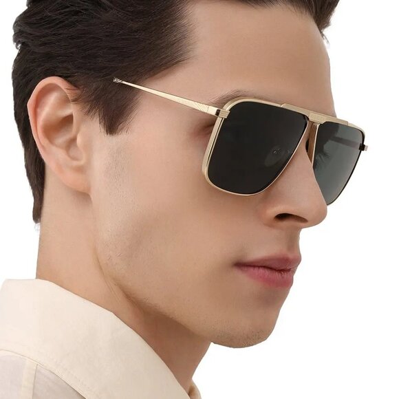 NEW GUCCI SUNGLASSES MEN AVIATOR GOLD GUCCI GG0840S 002 - Picture 11 of 13